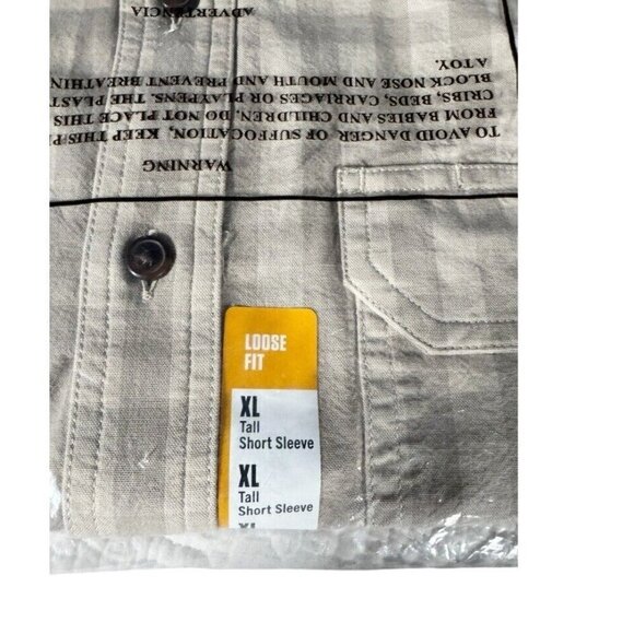 Carhartt Men's Sz XL Tall Loose Fit Tan Plaid Short Sleeve Button Down Shirt NWT - Picture 4 of 7